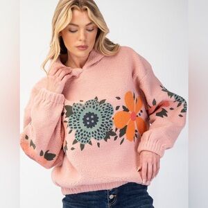 Pink Floral Teddy Pullover Jacket